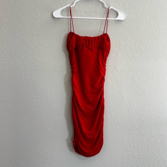 Princess Polly Red Ruched Slip Mini Dress - Picture 2 of 3